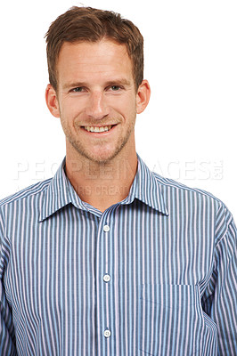 Buy stock photo Portrait, headshot and businessman with white background, leadership and face in Australia. Happy male model, corporate manager and professional worker in studio for ceo success, management or smile