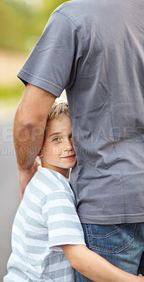Buy stock photo Shot of a father and son spending quality time together
