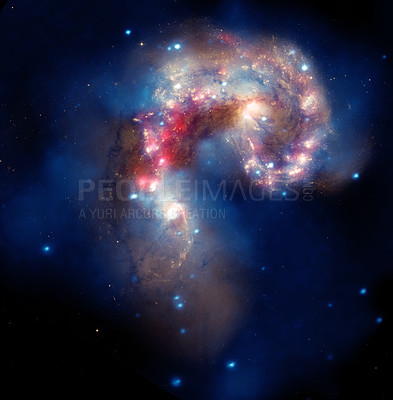 Buy stock photo Cosmos, space and stars in universe on dark background with light, pattern and color glow solar system. Galaxy, infinity and planets in milky way with nebula shine, night sky and nature in aerospace.