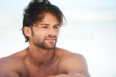 Buy stock photo An attractive young man, satisfied with life