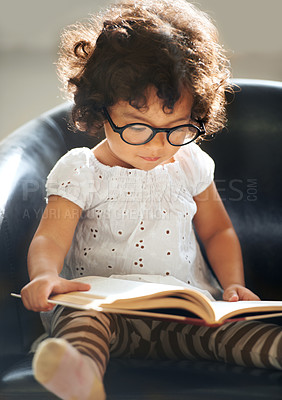 Buy stock photo Shot of a cute little girl at home