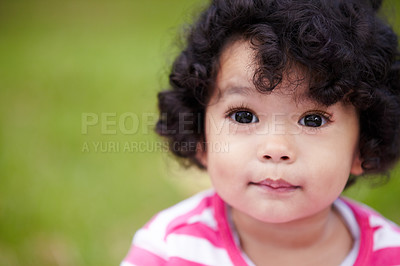 Buy stock photo Closeup of a beautiful little girl looking away