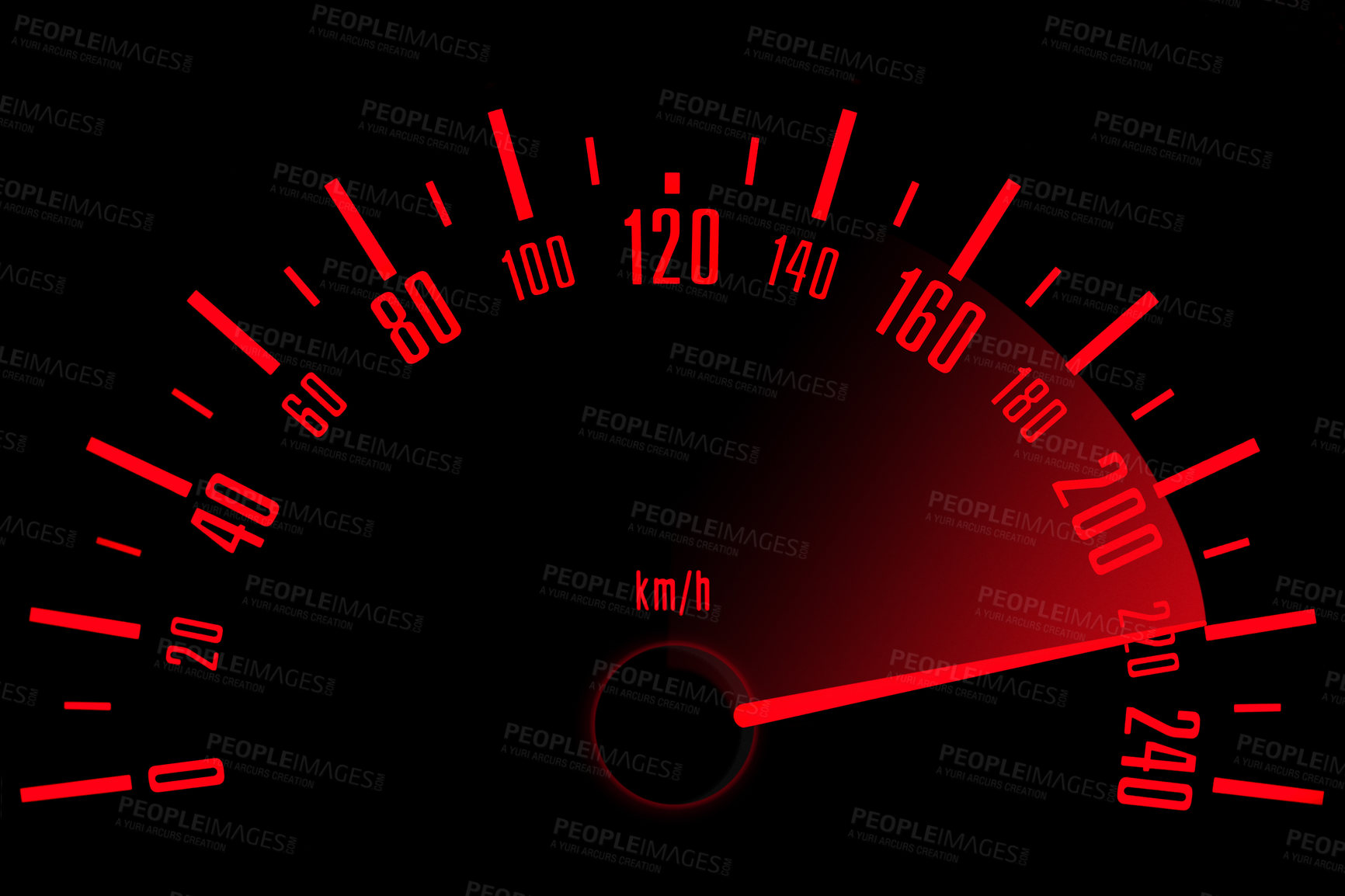 Buy stock photo Cropped image of a black and red speedometer