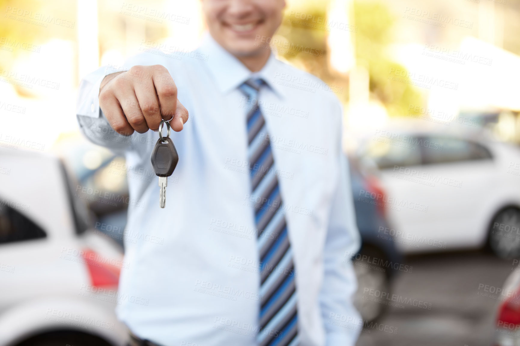 Buy stock photo Cropped image a man's hand handing you a car key