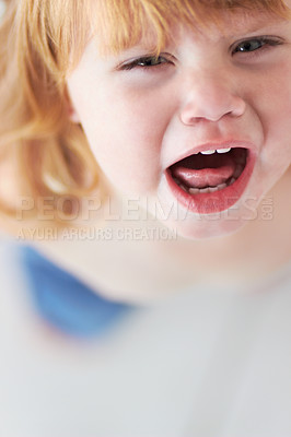 Buy stock photo Portrait of screaming baby girl