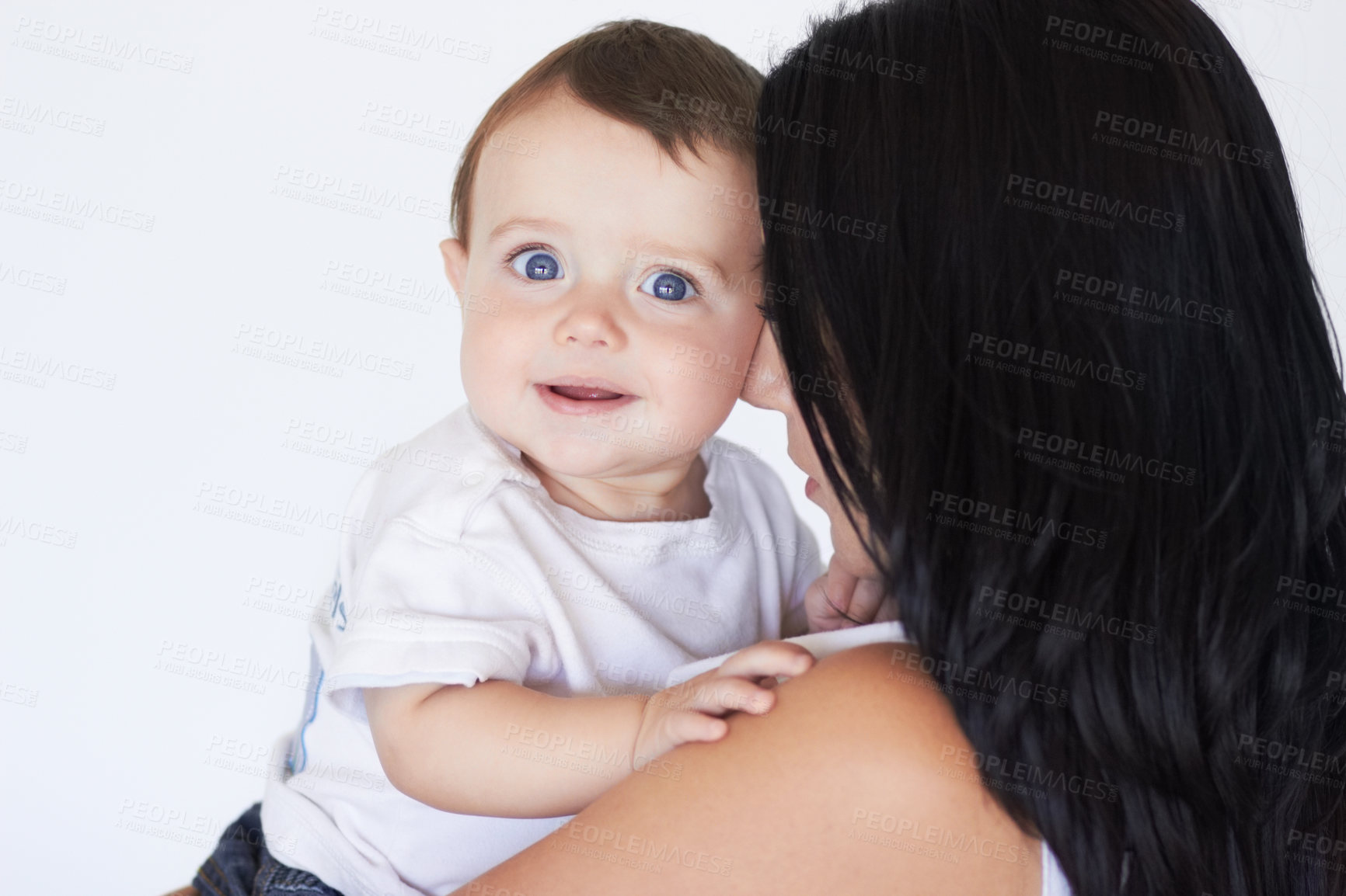 Buy stock photo Shot of a mother and her little baby