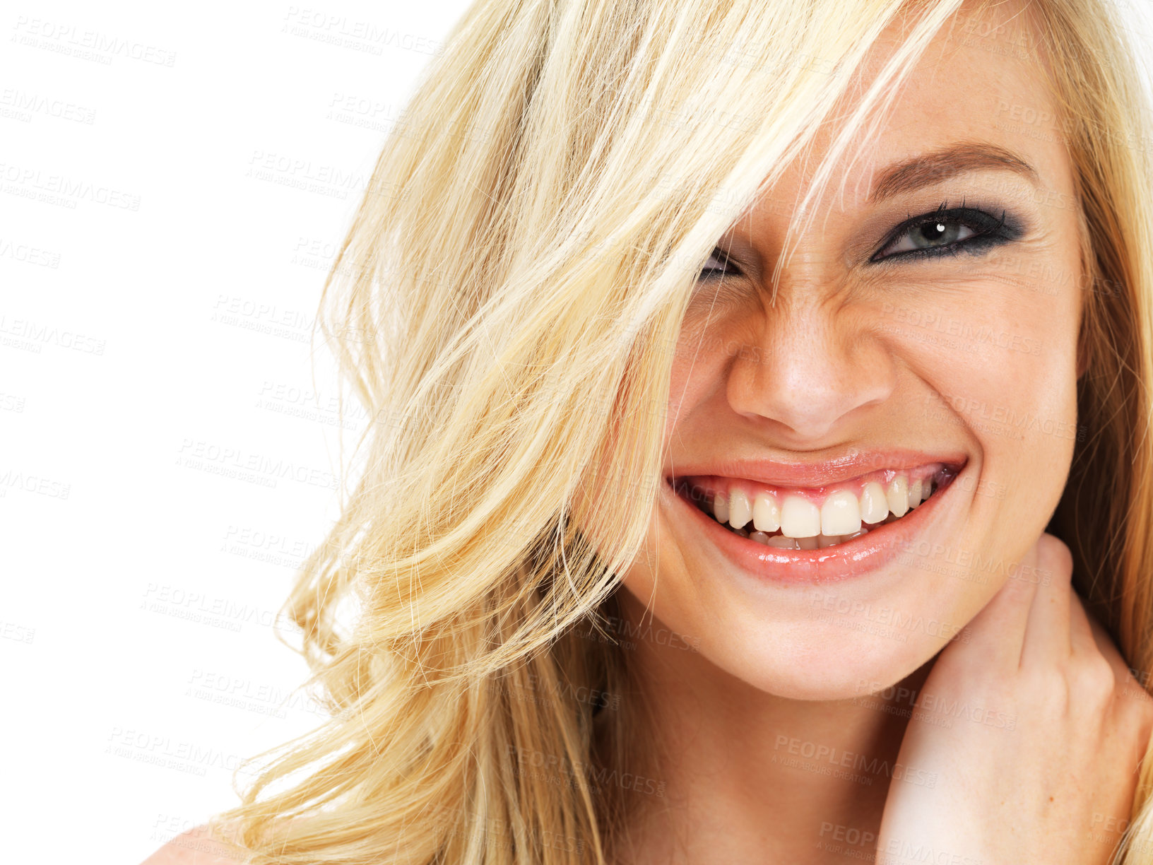 Buy stock photo Portrait of a young blonde woman laughing