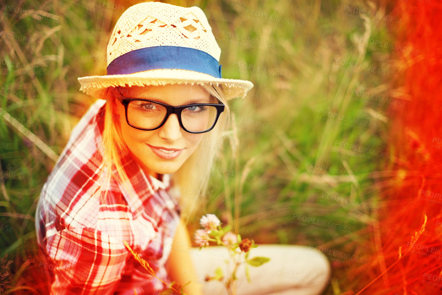 Buy stock photo Lomography portrait of a young hipster woman outside