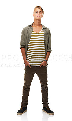 Buy stock photo A full length studio shot of a stylishly dressed young man