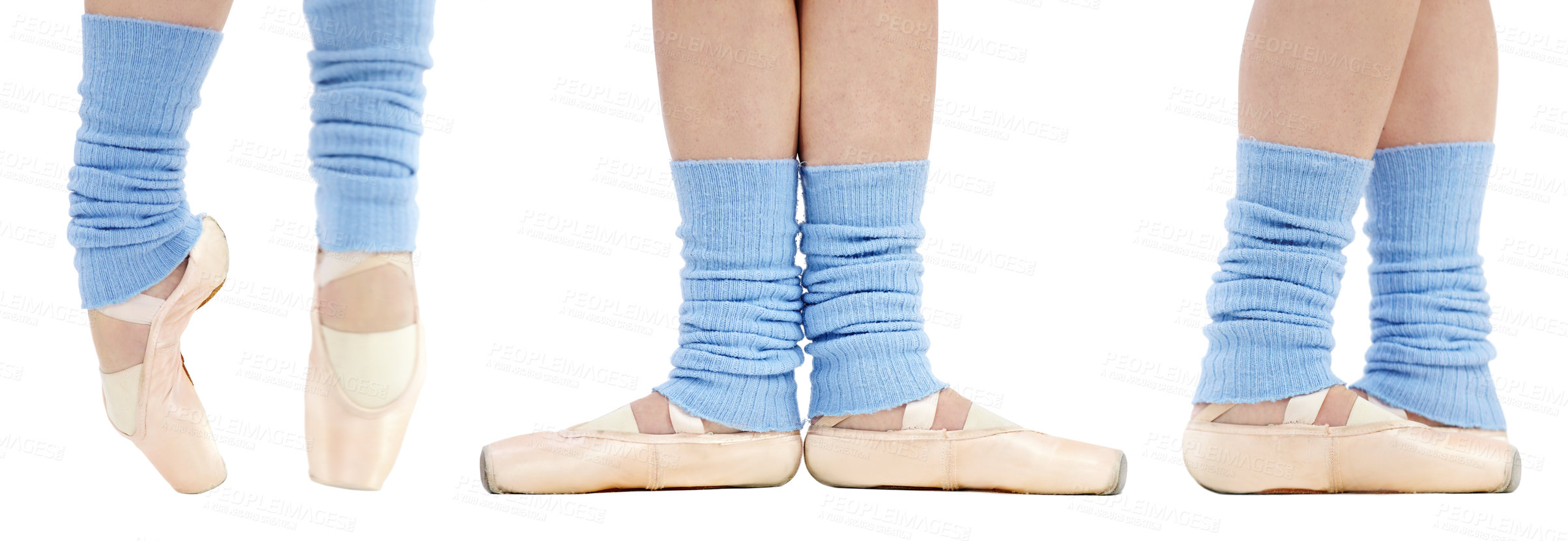 Buy stock photo Cropped view of a ballerina's feet en pointe as she performs various footwork positions