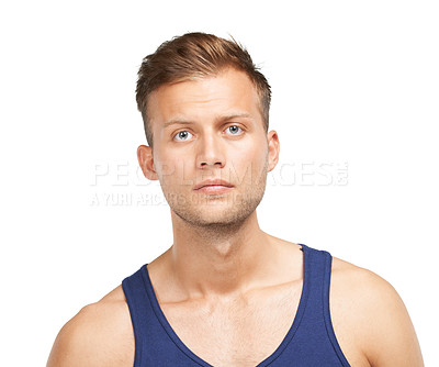 Buy stock photo Studio portrait of a young man isolated on white