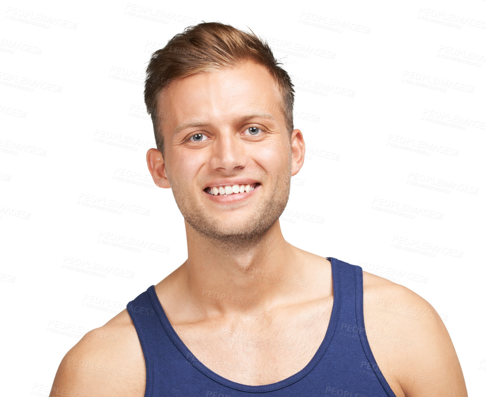 Buy stock photo Studio portrait of a smiling young man isolated on white