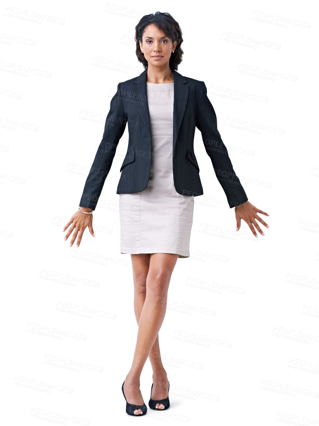 Buy stock photo Studio portrait of a successful businesswoman posing against a white background