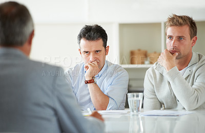 Buy stock photo Cropped shot of a business meeting in progress