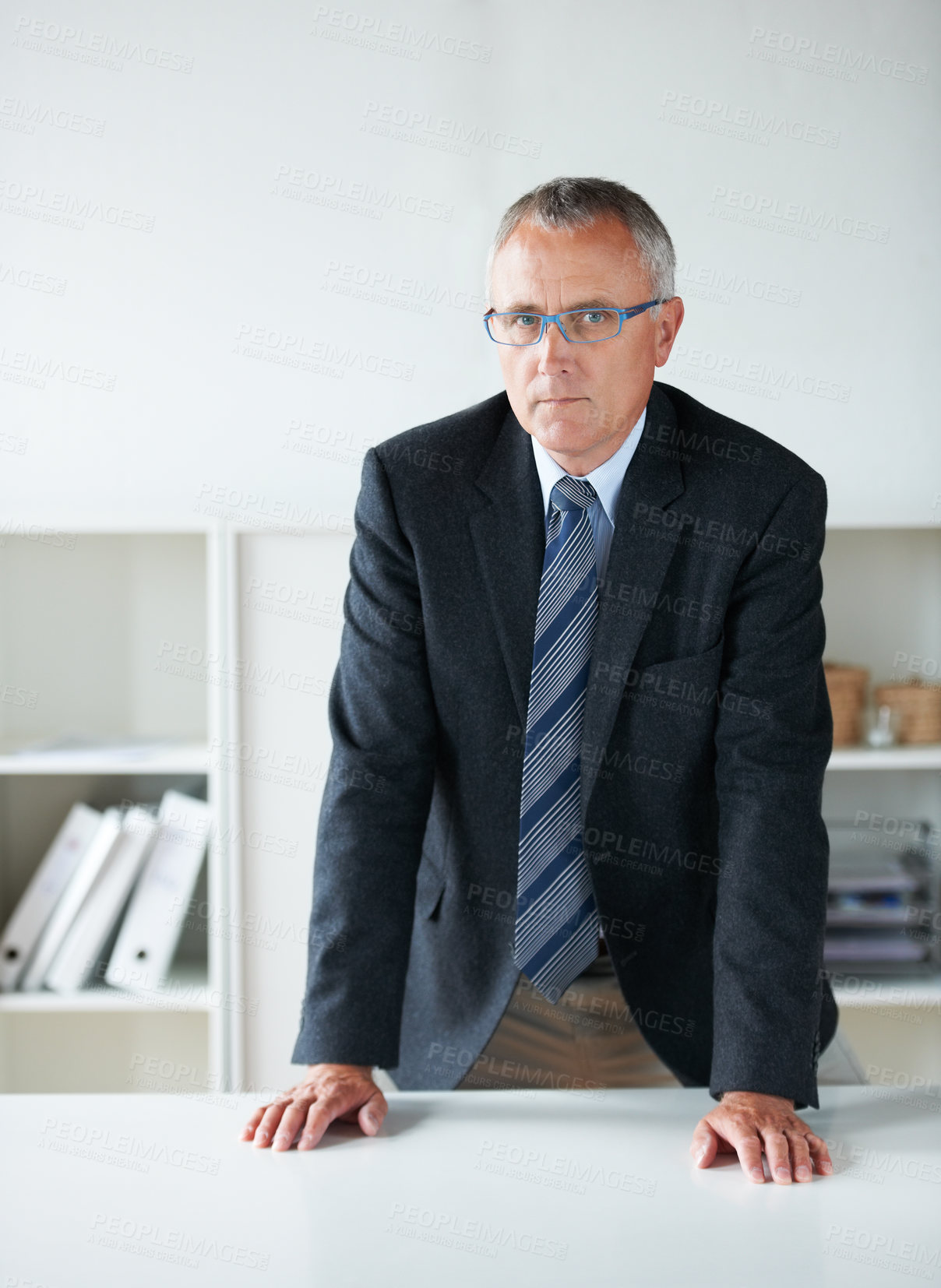 Buy stock photo Portrait, management and a serious senior man in an office as the CEO of a corporate company. Business, leadership and a confident manager in a professional workplace for future growth or development