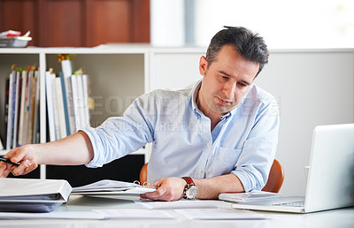 Buy stock photo Business, employee and man tired, fatigue and frustrated with consultant, overworked or laptop glitch. Male person, employee or entrepreneur exhausted, deadline and exhausted with stress or architect