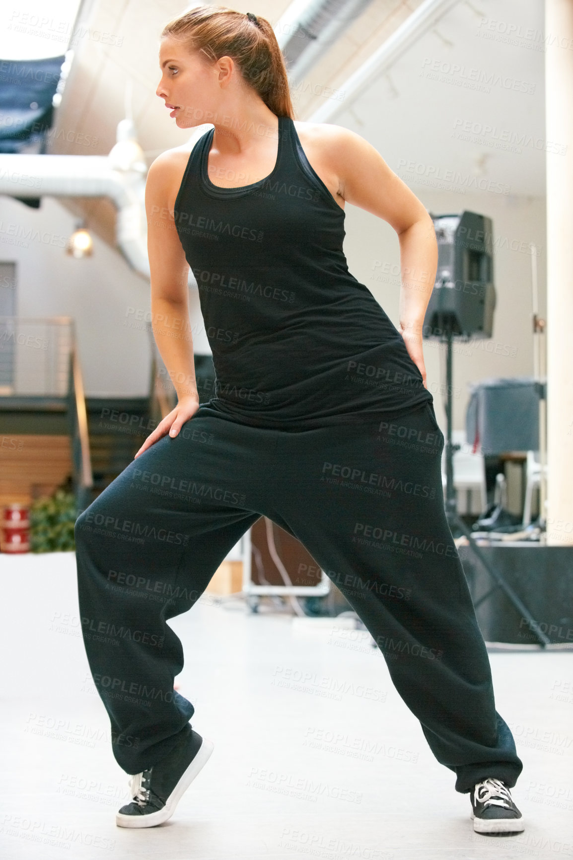 Buy stock photo A pretty young dancer rehearsing her dance routine