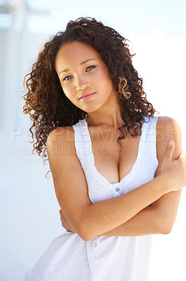 Buy stock photo Naturally gorgeous young woman looking at you