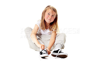Buy stock photo Shot of a cute little girl isolated on white