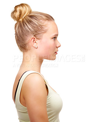 Buy stock photo Profile of a pretty young woman