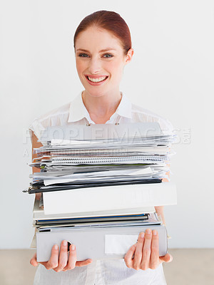 Buy stock photo A beautiful student carrying her books
