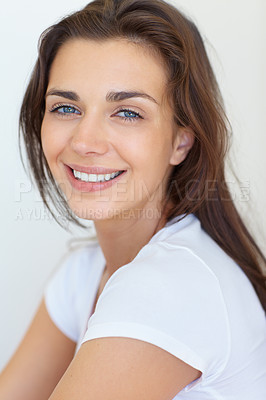 Buy stock photo Portrait of a stunning young woman with smooth, glowing skin