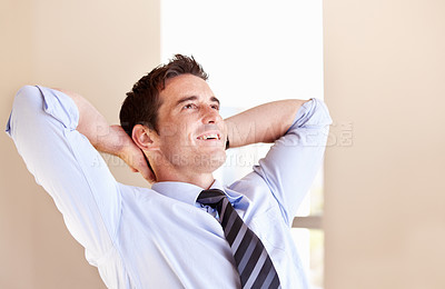 Buy stock photo Relaxed young businessman