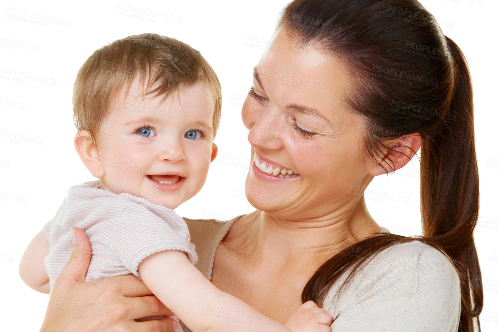 Buy stock photo A mother holding her adorable little baby