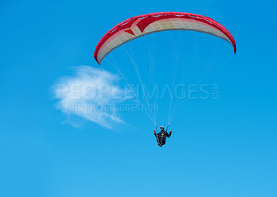 Buy stock photo Paragliding on a sunny day