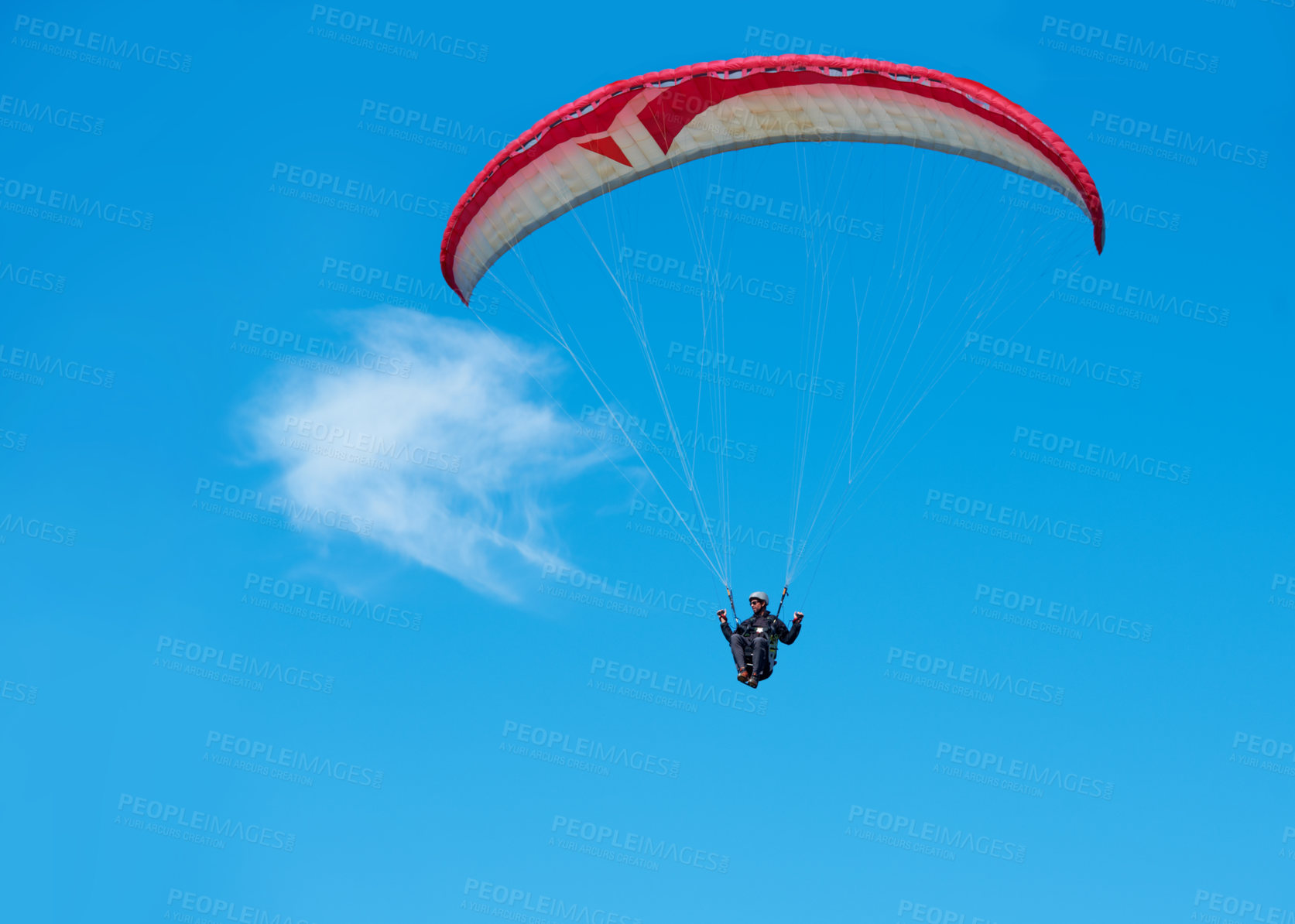 Buy stock photo Paragliding on a sunny day