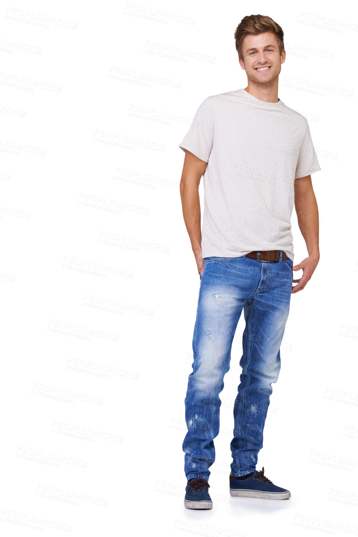 Buy stock photo Full length portrait of a happy young man dressed casually