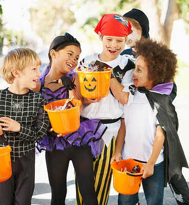 Buy stock photo Shot of children on halloween