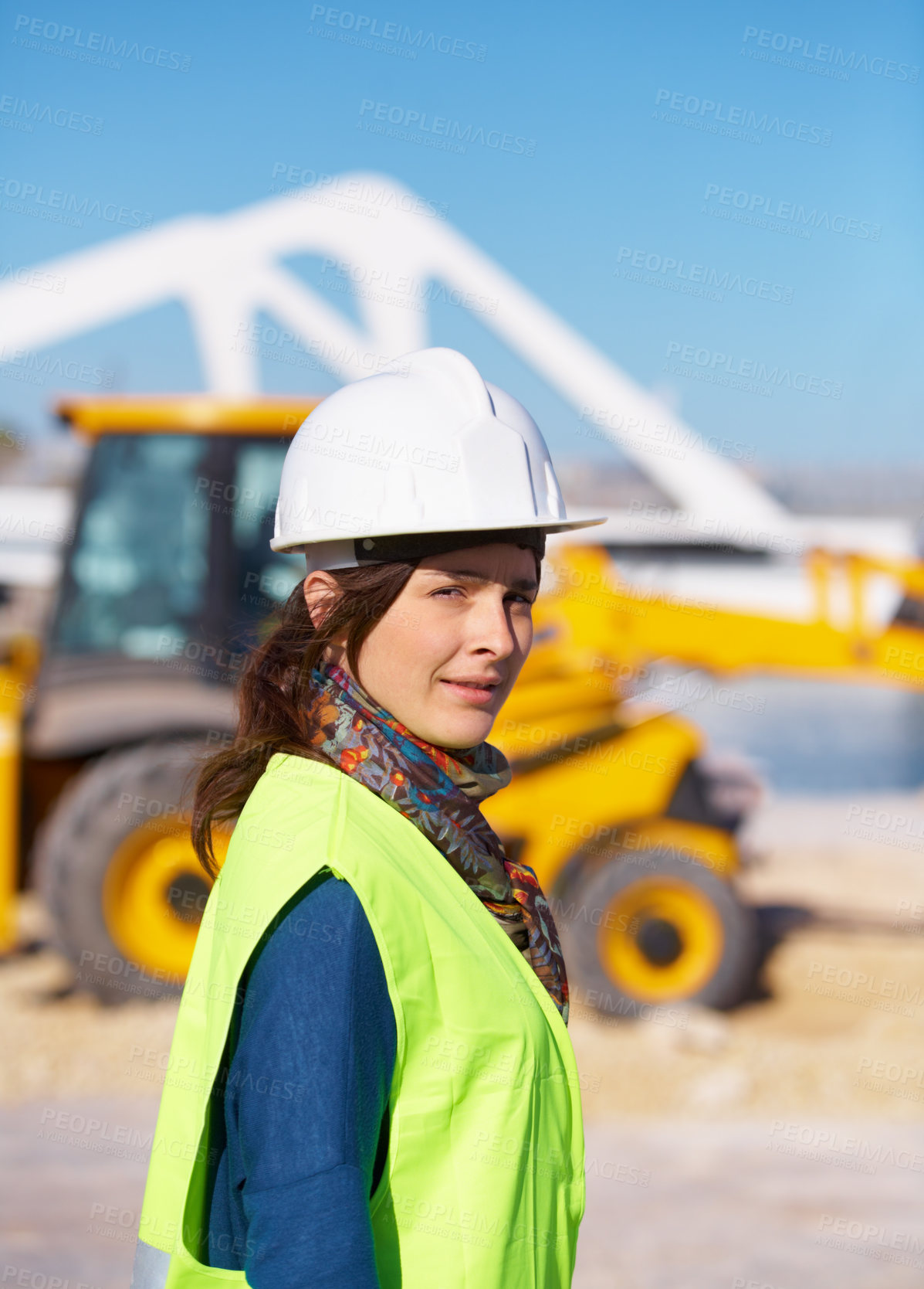 Buy stock photo Portrait of an attractive young construction worker on site