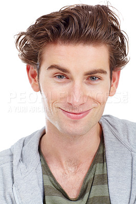 Buy stock photo Handsome young man smiling at the camera - portrait