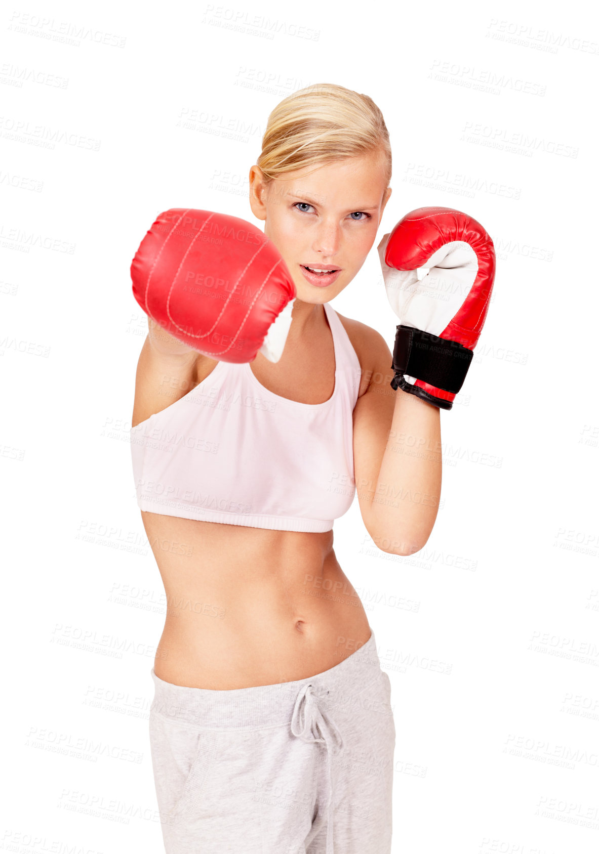 Buy stock photo Shot of a beautiful female boxer