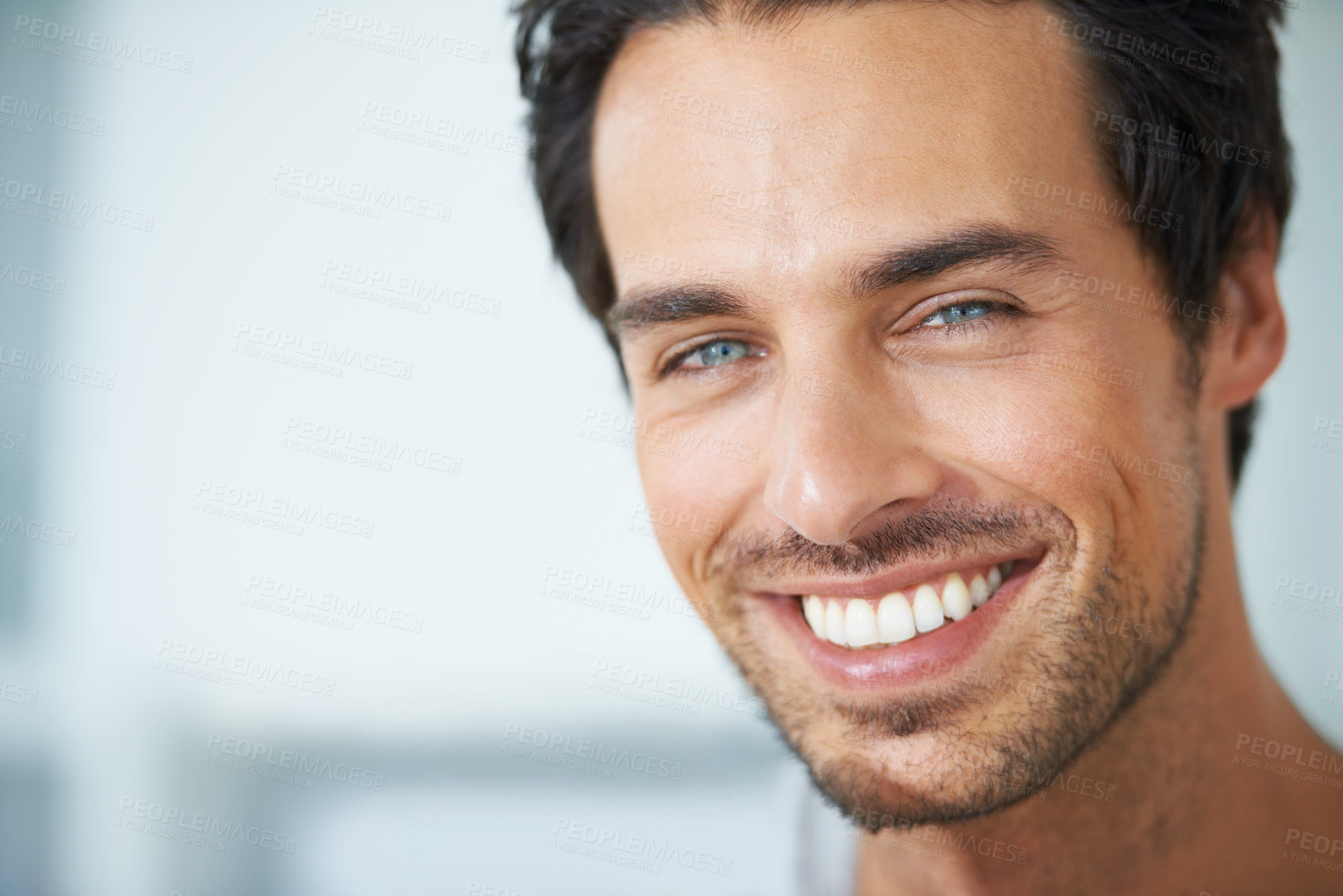 Buy stock photo Closeup portrait of a handsome young man with a charming smile