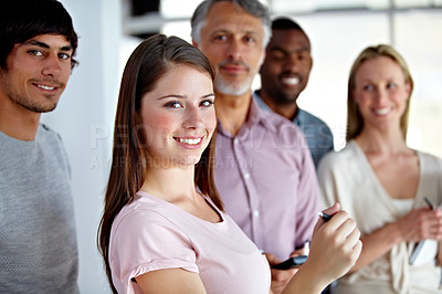 Buy stock photo Portrait of a happy group of business associates