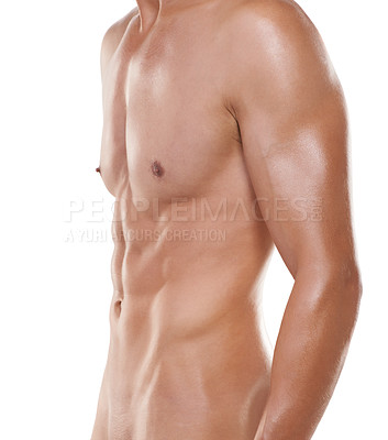 Buy stock photo Cropped image of a muscular nude man