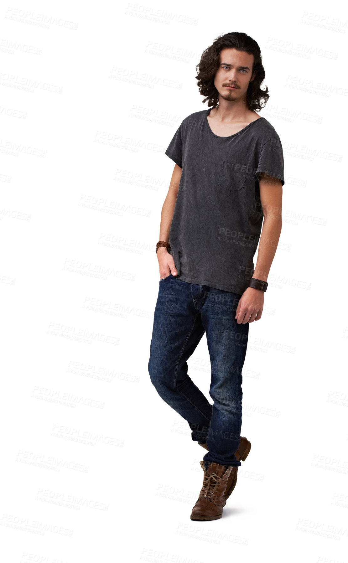 Buy stock photo Handsome young casual man standing against a white background - full length