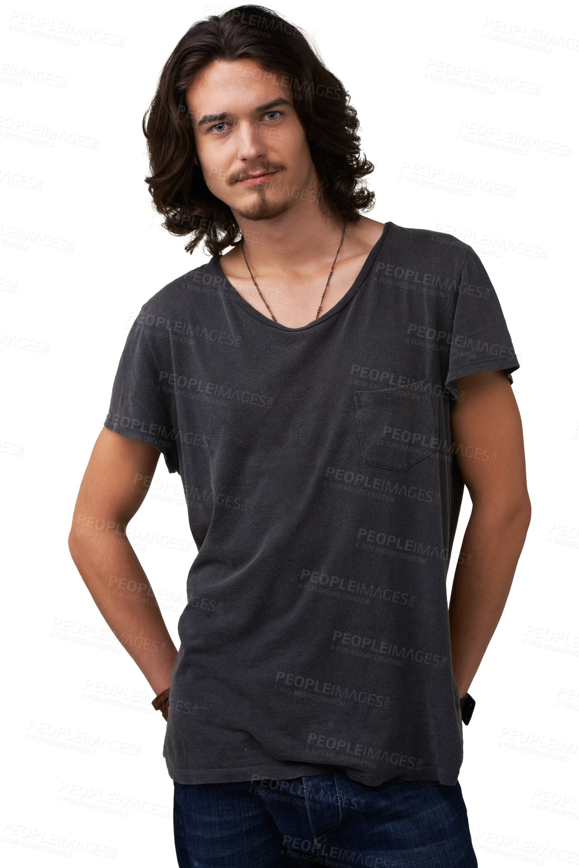 Buy stock photo Handsome young casual man standing against a white background - portrait