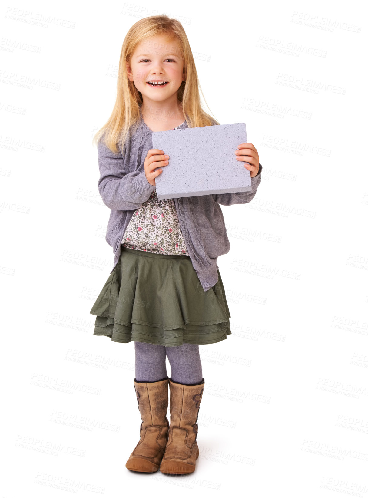 Buy stock photo Cute little girl standing confidently against a white background