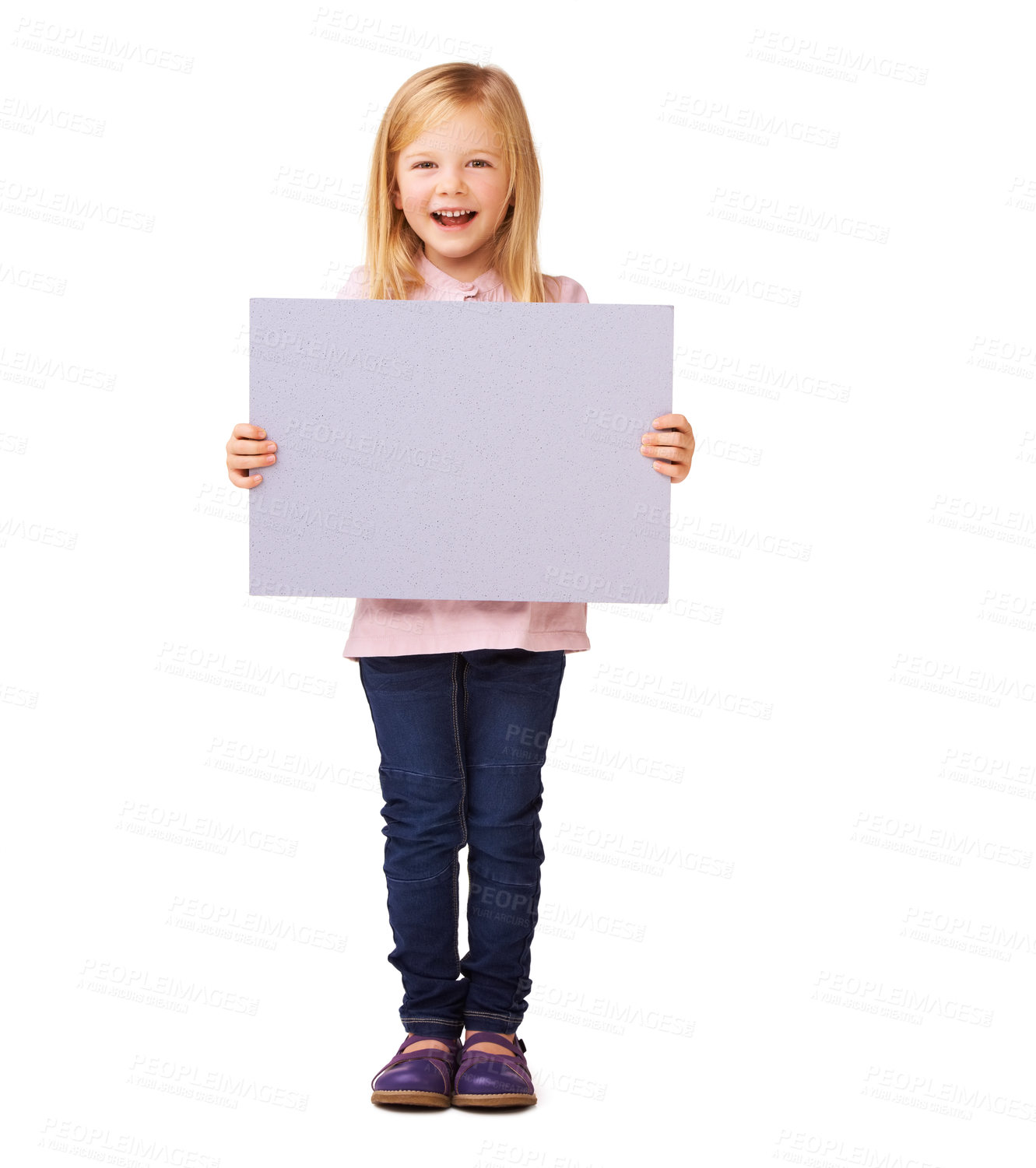 Buy stock photo Cute little girl standing confidently against a white background