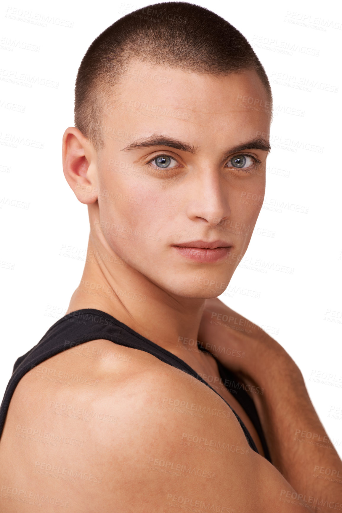 Buy stock photo Studio shot of a handsome young man looking at the camera