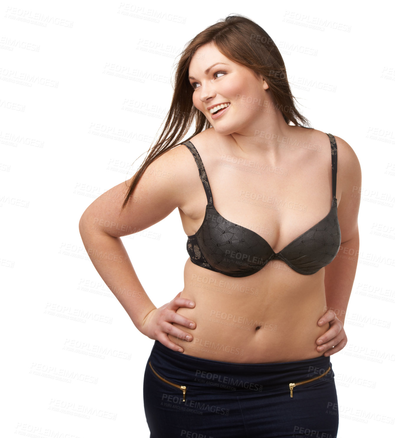 Buy stock photo A plump beauty working her curves on an isolated background