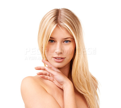 Buy stock photo Beauty shot of an attractive young woman
