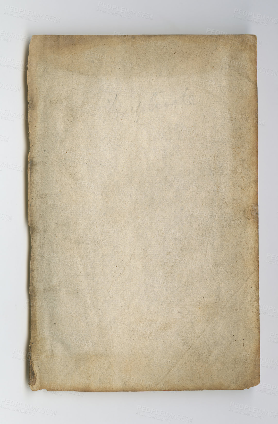 Buy stock photo Parchment, book and blank vintage paper with texture or faded writing on old page. Ancient, manuscript and empty document in history with aged and stained pages from journal or archive in library