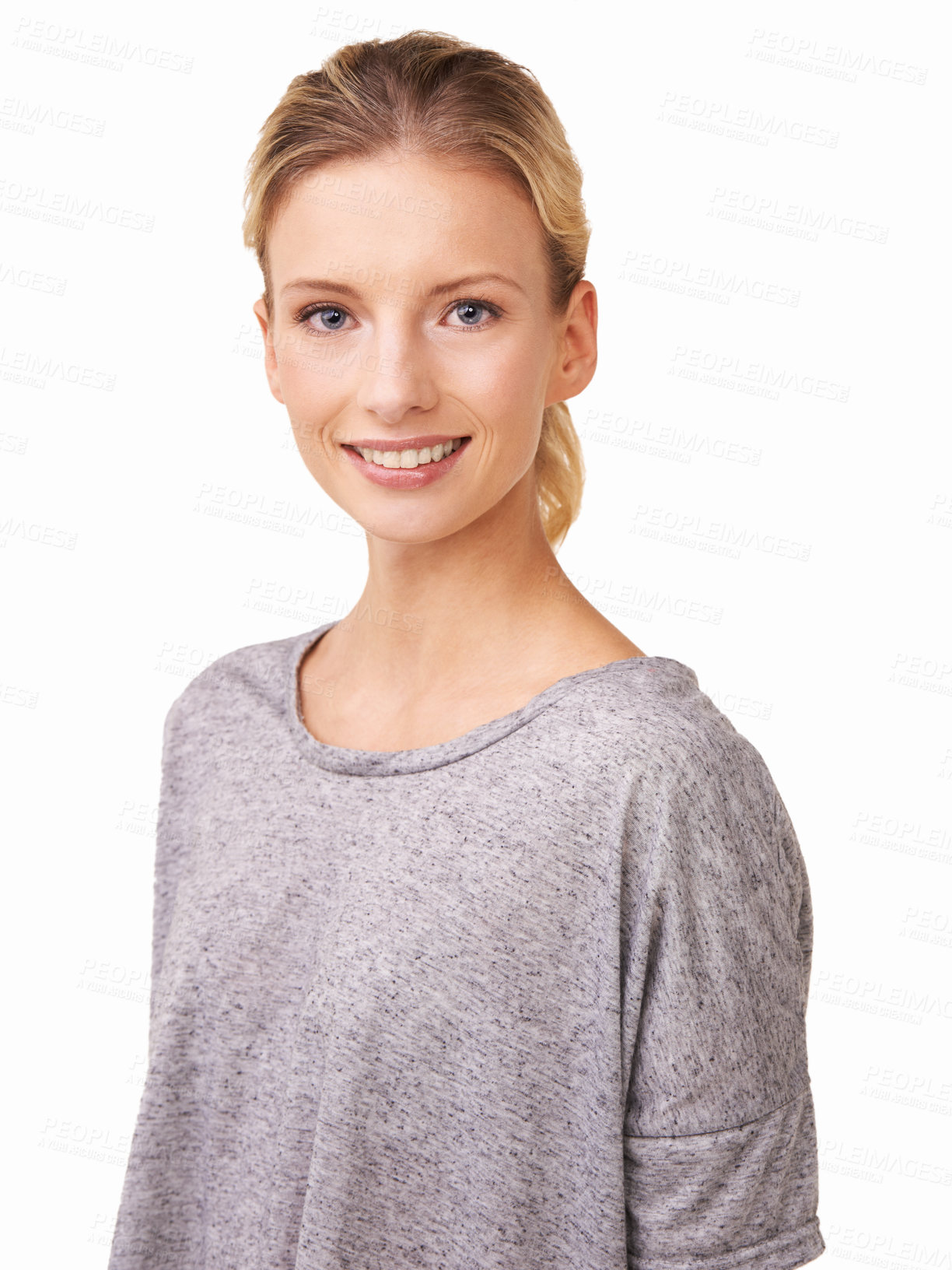 Buy stock photo A beautiful blond woman isolated on a white background