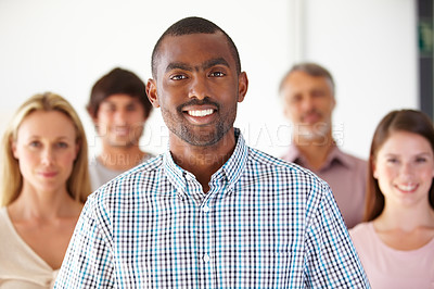 Buy stock photo Shot of a diverse group of colleagues in the office