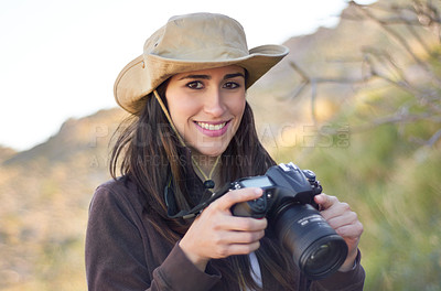 Buy stock photo Portrait of a beautiful young hiker