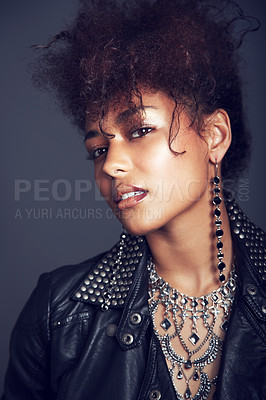 Buy stock photo Closeup of a trendy young woman